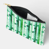 Pochette À Accessoires Classic Green White Vertical Stripes Shamrocks (Ouvrir)