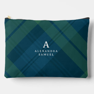 Pochette À Accessoires Classic plaid bold marine vert nom initial