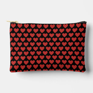 Pochette À Accessoires Classique Chic Cœur Rouge sur Fond Noir