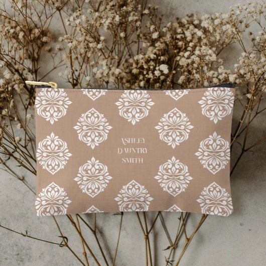 Pochette À Accessoires Classique Damask Regency Beige