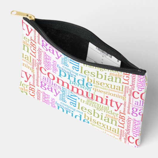 Pochette À Accessoires Cloud de mot communautaire LGBTQ+ SlipperyJoe (Ouvrir)