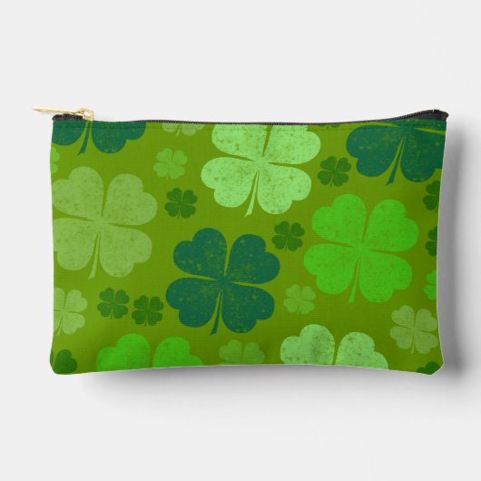 Pochette À Accessoires Clovers verts, Lucky Clovers, Saint Patrick's Day (Recto)