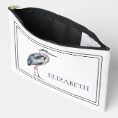 Pochette À Accessoires Coastal Blue Heron Bird Personalized (Ouvrir)