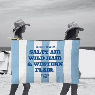 Pochette À Accessoires Coastal Cowgirl Western Flair Blue Cabana Stripe