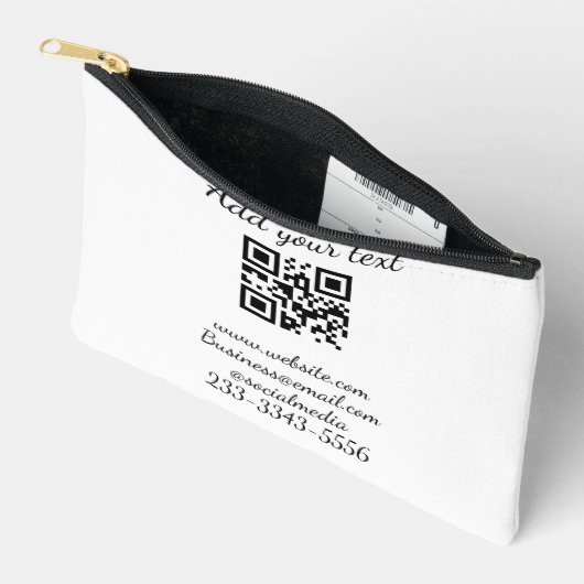 Pochette À Accessoires code QR personnalisé simple ajouter votre nom text (Ouvrir)