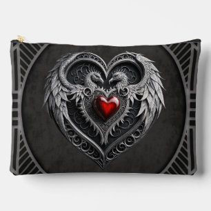 Pochette À Accessoires Coeur argenté avec ailes.