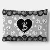 Pochette À Accessoires Coeur Noir Et Argent À La Mode Avec Des Points Et (Recto)