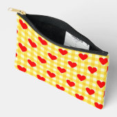 Pochette À Accessoires Coeur rouge Jaune En vichy Motif Saint Valentin (Ouvrir)