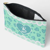 Pochette À Accessoires Coeur Vert Peppermenthe tendance avec des points e (Ouvrir)