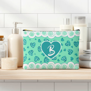 Pochette À Accessoires Coeur Vert Peppermenthe tendance avec des points e