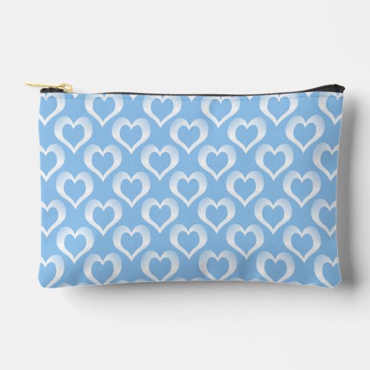 Pochette À Accessoires Cœurs Bleus Blancs Motif Petit (Recto)
