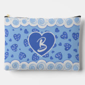 Pochette À Accessoires Cœurs Bleus Tendance Avec Des Points Et Des Volute (Recto)
