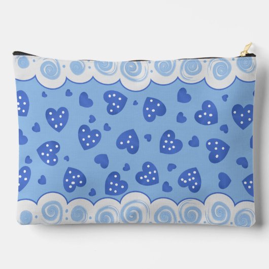 Pochette À Accessoires Coeurs Bleus Tendance Avec Points Et Fils (Verso)