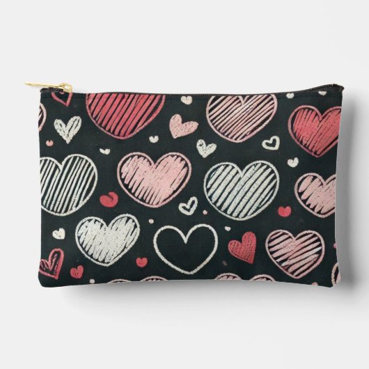 Pochette À Accessoires Coeurs craie de la Saint Valentin (Recto)
