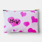 Pochette À Accessoires Coeurs d'aquarelle rose Personnalisé Nom de couple (Verso)