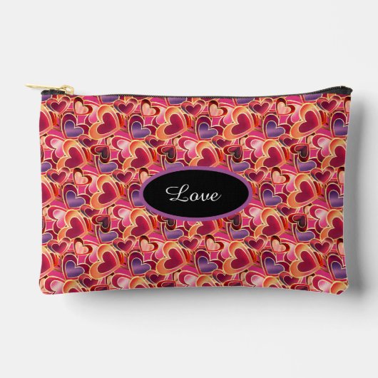 Pochette À Accessoires Coeurs de Popping Personnalisés Sucrés (Recto)