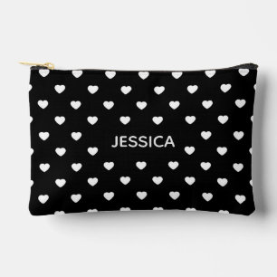 Pochette À Accessoires Cœurs Noir Blanc Motif à pois Personnalisé