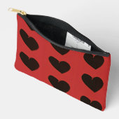 Pochette À Accessoires Coeurs noirs en rouge (Ouvrir)