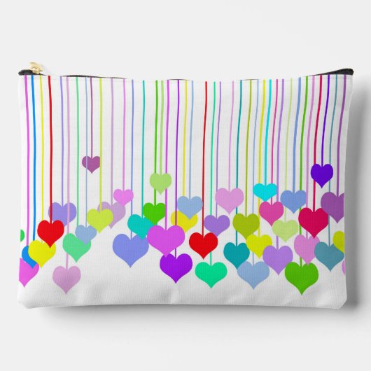 Pochette À Accessoires Coeurs pendants sur blanc (Recto)