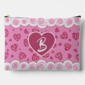 Pochette À Accessoires Coeurs Rouge Rose Tendance Avec Points Et Fils (Recto)