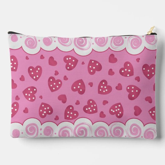 Pochette À Accessoires Coeurs Rouge Rose Tendance Avec Points Et Fils (Verso)