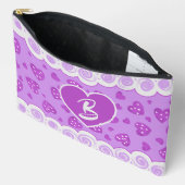 Pochette À Accessoires Cœurs violets avec des points et des volutes (Ouvrir)