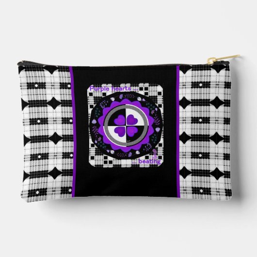 Pochette À Accessoires Coeurs violets B&W battants (Verso)