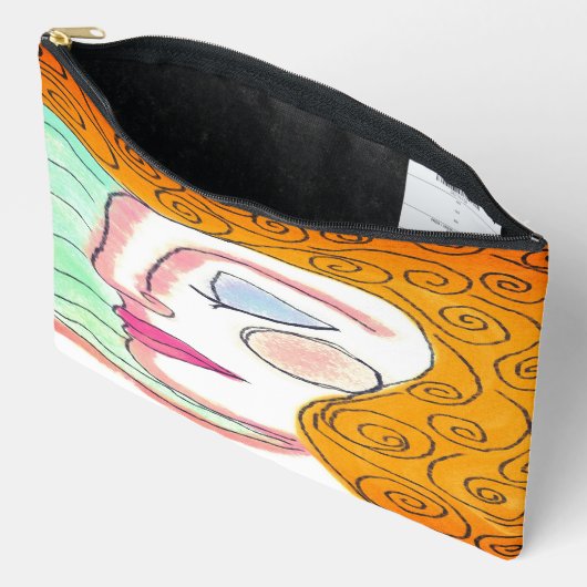 Pochette À Accessoires Coiffure bouclée Art Abstrait (Ouvrir)