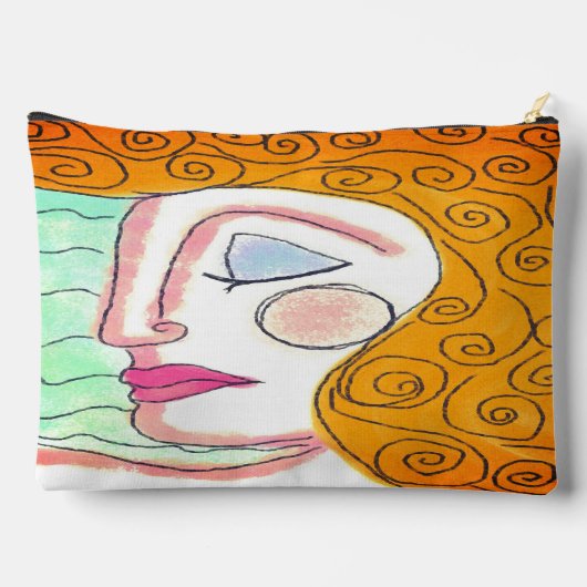 Pochette À Accessoires Coiffure bouclée Art Abstrait (Verso)