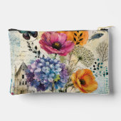 Pochette À Accessoires Collage d'art multimédia botanique vibrant (Verso)