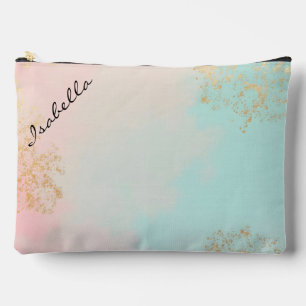 Pochette À Accessoires Collection Luxe Moderne Rose Pâle Menthe Douce Or