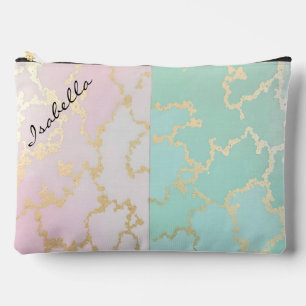 Pochette À Accessoires Collection Luxe Tendance Rose Pâle Menthe Douce Or