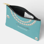 Pochette À Accessoires Collier de perle bleue turquoise (Ouvrir)