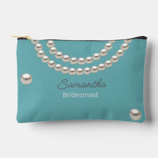 Pochette À Accessoires Collier de perle bleue turquoise (Recto)