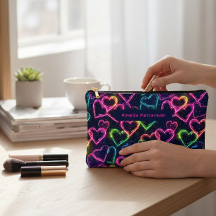 Pochette À Accessoires Coloré Moderne Fille Néon Amour Coeur Personnalisé