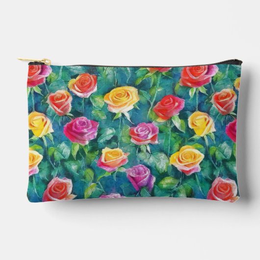 Pochette À Accessoires Colorful rose garden watercolor pattern (Recto)