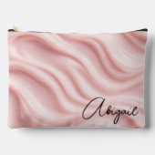 Pochette À Accessoires Conception Abstraite Crème Rose avec Nom (Recto)