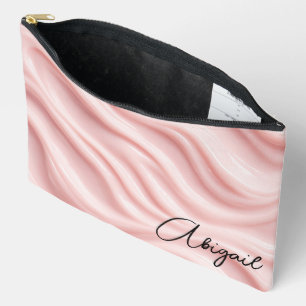 Pochette À Accessoires Conception Abstraite Crème Rose avec Nom