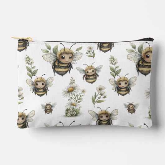 Pochette À Accessoires Conception d'abeille à l'aquarelle mignonne | Abei (Recto)