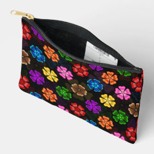 Pochette À Accessoires Conception de fleurs arc-en-ciel rétro colorées No