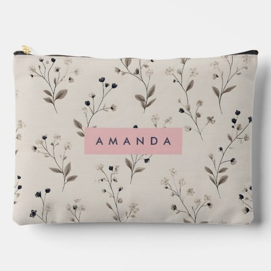Pochette À Accessoires Conception de fleurs neutres sophistiquées (Recto)
