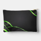 Pochette À Accessoires Conception de fluide abstrait noir et vert | Ajout (Verso)