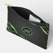 Pochette À Accessoires Conception de fluide abstrait noir et vert | Ajout (Ouvrir)