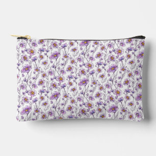 Pochette À Accessoires Conception de motif botanique de fleur sauvage vio