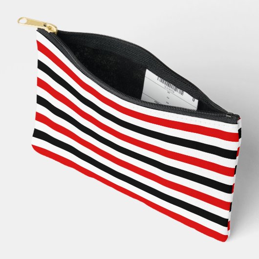 Pochette À Accessoires Conception de rayures rouges noires et blanches (Ouvrir)