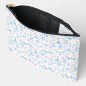 Pochette À Accessoires Conception florale boho impression bloc bleu rose  (Ouvrir)