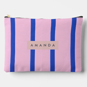 Pochette À Accessoires Conception personnalisée à rayures roses et bleues
