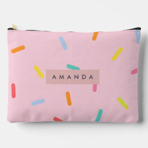 Pochette À Accessoires Confettis roses pastel personnalisés avec paillett