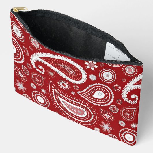 Pochette À Accessoires Contrasting White Paisley Print Cosmetic Bag (Ouvrir)