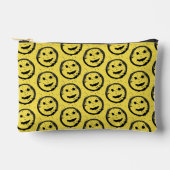 Pochette À Accessoires Cool Sardé Joyeux visage souriant motif jaune (Recto)